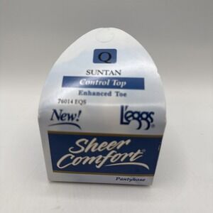 Leggs Sheer Comfort Pantyhose Control Top Enhanced Toe Sz Q Suntan 76014